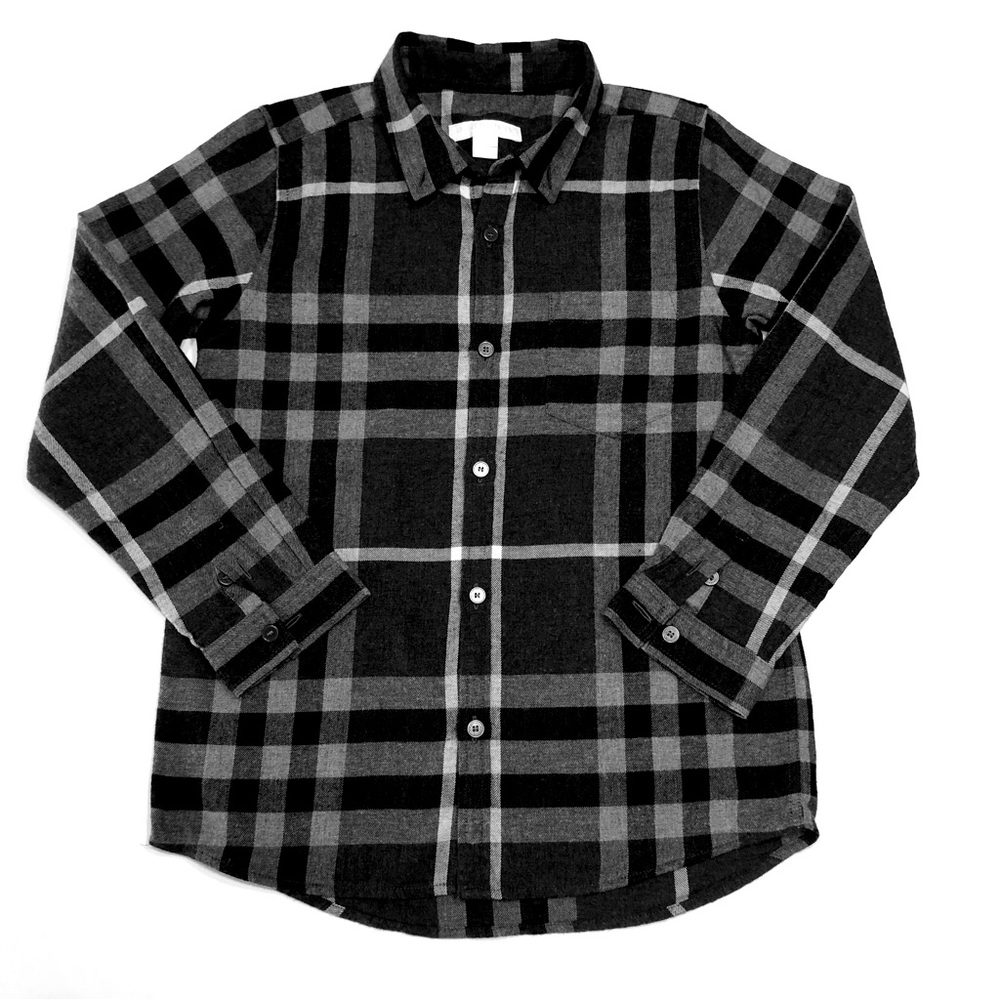 BURBERRY Charcoal Flannel Dress Shirt • Boy Sz 8